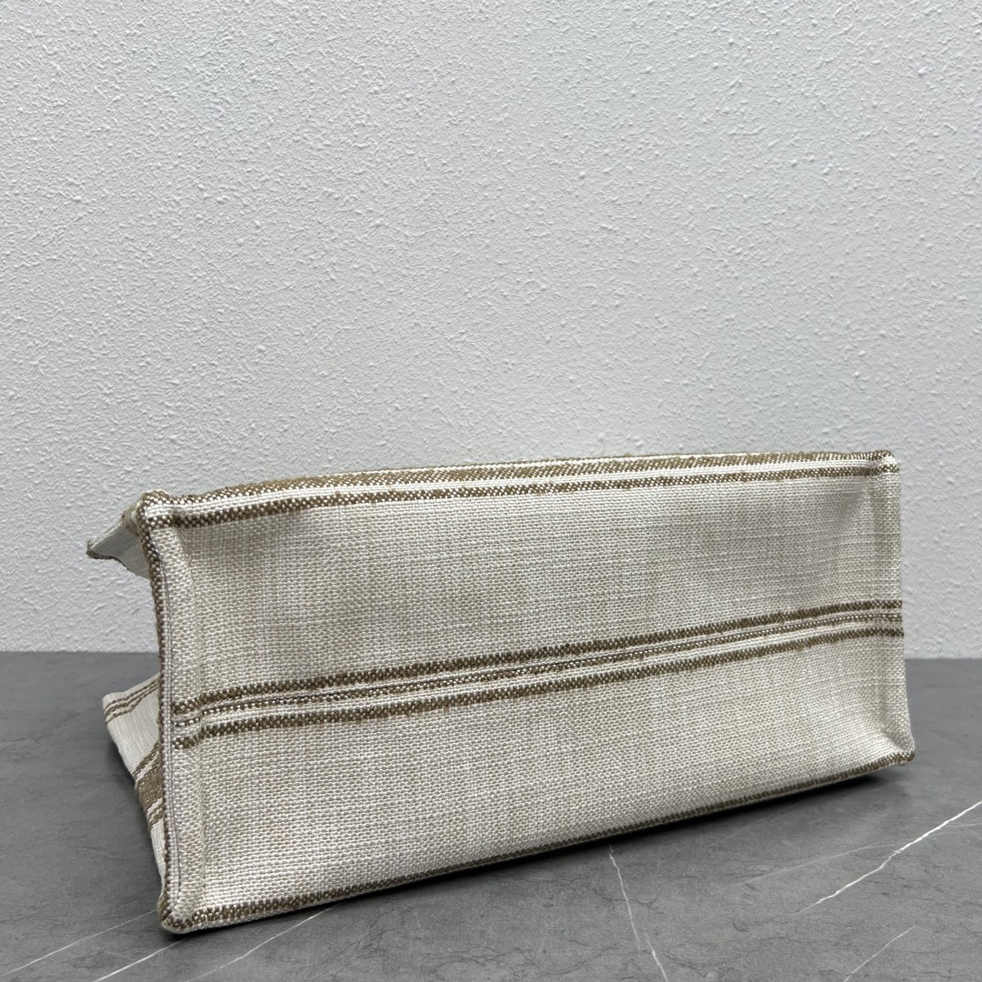 Celine Small Cabas Thais In Striped Textile With Celine Jacquard And Calfskin Cream/Light Green 196762